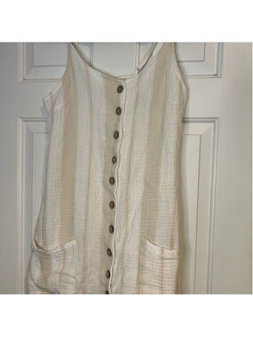 Ocean Drive Cream Button-Down Sleeveless Beach Coverup